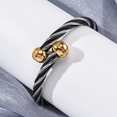 304 Stainless Steel Torque Bangles for Women BJEW-P310-22MC-1