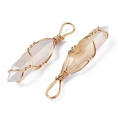 Natural Grey Agate Big Pendants G-T122-70F-1