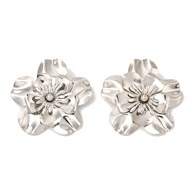 Flower Iron Stud Earrings EJEW-L096-003P-1