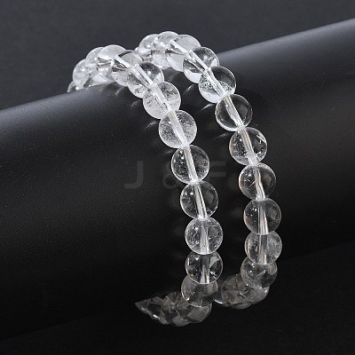 Natural Quartz Crystal Round Beaded Stretch Bracelets GG-CBA12F1-02C-12-1