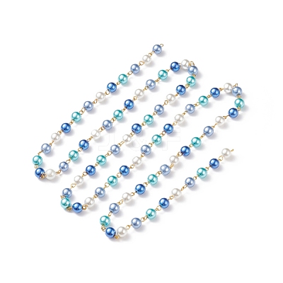 5Pcs 5 Color Handmade Glass Pearl Beaded Chain AJEW-JB01134-1