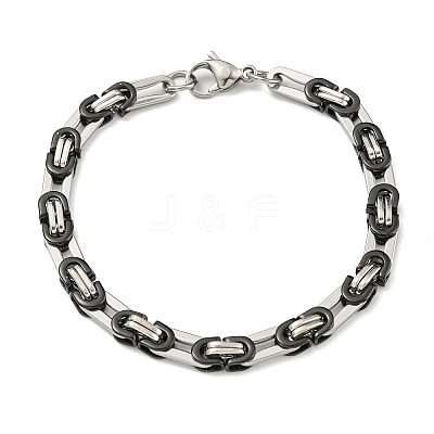 Two Tone 201 Stainless Steel Byzantine Chain Bracelet BJEW-B078-31BP-1
