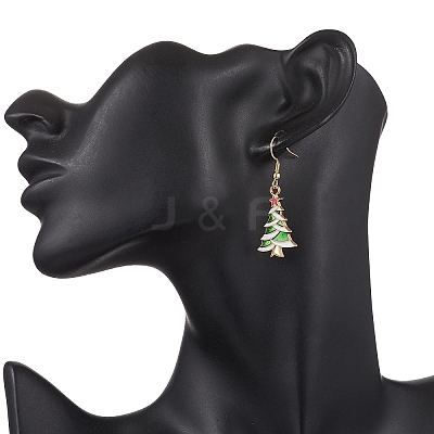 10 Pairs Alloy Enamel Christmas Tree Dangle Earrings EJEW-JE06538-1