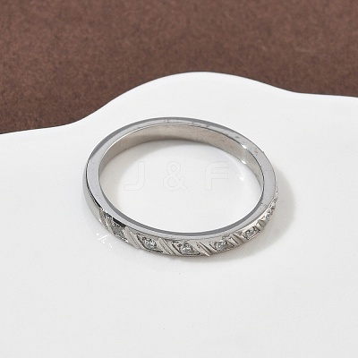 304 Stainless Steel Cubic Zirconia Finger Rings for Women RJEW-F189-01P-1