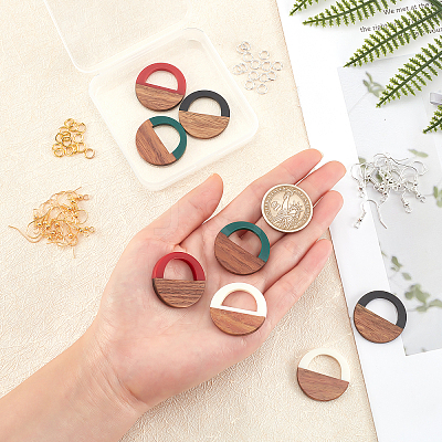 DIY Walnut Wooden Dangle Earring Making Kits DIY-OC0006-69-1