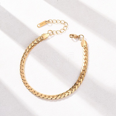304 Stainless Steel Panzer Chain Bracelets for Women BJEW-F529-15G-1