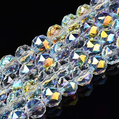 Electroplate Transparent Glass Beads Strands EGLA-N002-18B-B01-1