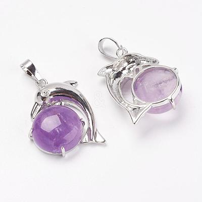 Natural Amethyst Pendants G-G713-A01-1