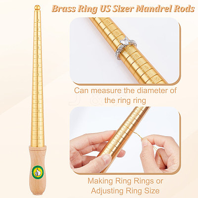 Brass Ring US Sizer Mandrel Rods TOOL-WH0159-31-1