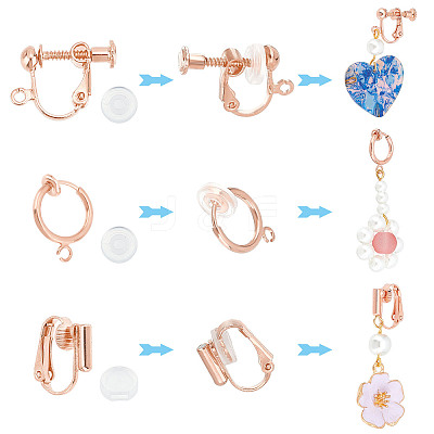 18Pcs 3 Style Brass Clip-on Earring Findings FIND-SC0003-96RG-1