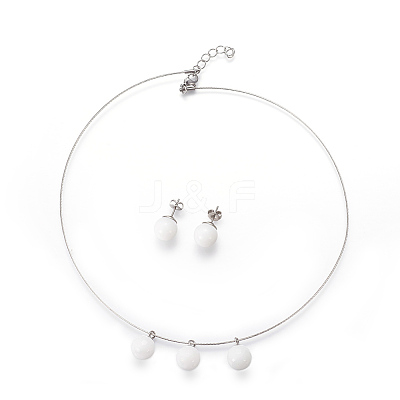 (Jewelry Parties Factory Sale)304 Stainless Steel Stud Earrings & Pendant Necklaces Jewelry Sets SJEW-L135-02B-03-1
