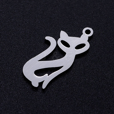 Tarnish Resistant 201 Stainless Steel Kitten Pendants STAS-Q201-JN288-1-1