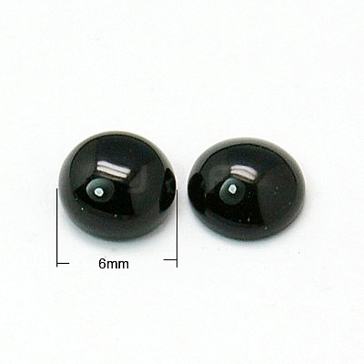 Natural Dyed & Heated Black Agate Cabochons G-C108-6mm-3-1