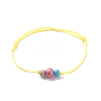 Natural Wood Round Beaded Bracelets BJEW-JB08565-1