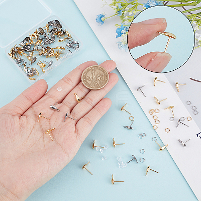 100Pcs 2 Colors 304 Stainless Steel Stud Earring Findings STAS-CN0001-11-1