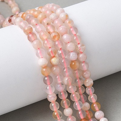 Natural Cherry Blossom Agate Beads Strands G-B130-4mm-02-1