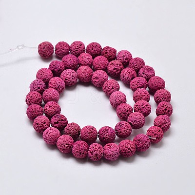 Natural Lava Rock Round Bead Strands X-G-I124-6mm-05-1