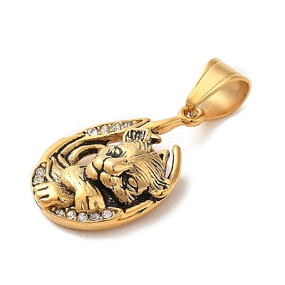 316L Stainless Steel Tibetan Style Rhinestone Pendants LS-STAS-D096-01A-AG-1