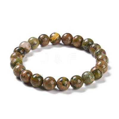 Natural Rhyolite Jasper Stretch Beaded Bracelets G-A185-01S-1
