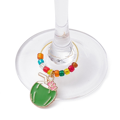 Fruit Alloy Enamel Wine Glass Charms AJEW-JO00224-1