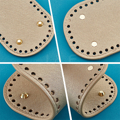 6Pcs 6 Style Flat Round PU Leather Knitting Crochet Bags Nail Bottom Shaper Pad DIY-PH0021-06C-1