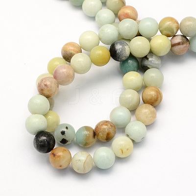 Natural Flower Amazonite Round Beads Strands G-S161-10mm-1