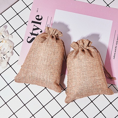 Burlap Packing Pouches Drawstring Bags ABAG-BC0001-07B-14x10-1