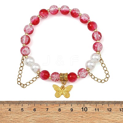 Alloy Butterfly Charm Bracelets BJEW-JB14139-01-1