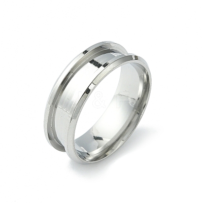 201 Stainless Steel Grooved Finger Ring Settings STAS-TAC0001-10D-P-1
