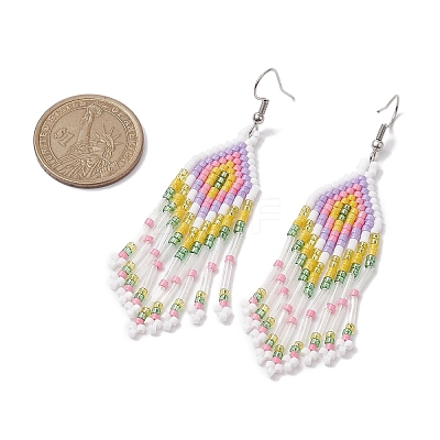 Boho 304 Stainless Steel with Glass Dangle Stud Earring EJEW-MZ00175-01-1