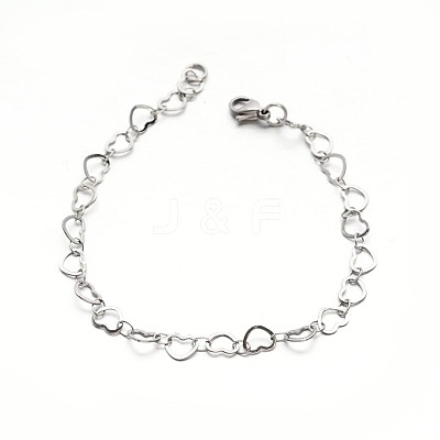 Tarnish Resistant 304 Stailess Steel Heart Link Bracelets BJEW-N280-04-1