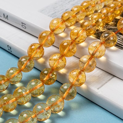 Natural Citrine Beads Strands LS-G-E326-10mm-01-1