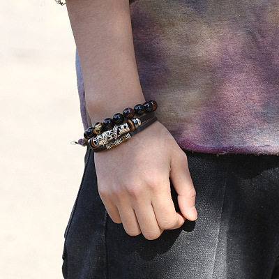Leather Multi-strand Bracelets BJEW-F352-11M-1