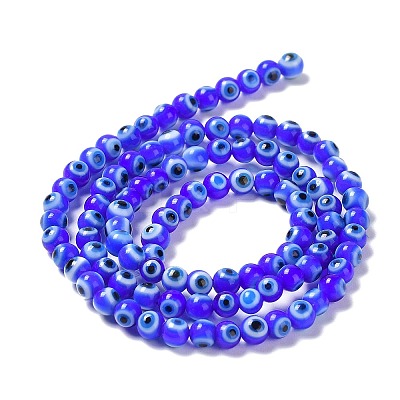 Handmade Evil Eye Lampwork Round Bead Strands LAMP-L055-4mm-15-1