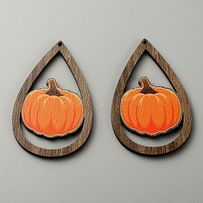 Halloween Theme Printed Wood Big Pendants X1-WOOD-TAC0015-09A-1