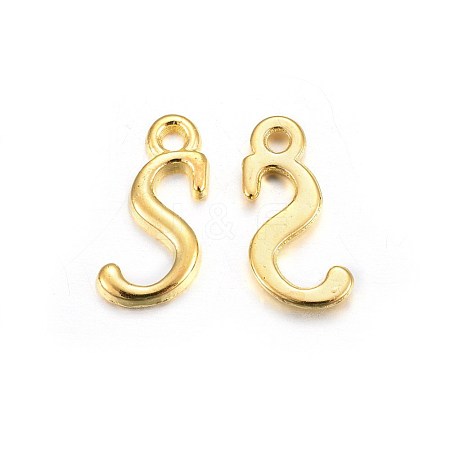 Golden Plated Alloy Letter Pendants PALLOY-J718-01G-S-1