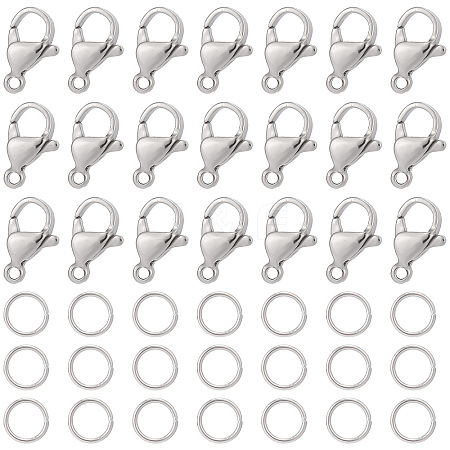 SUNNYCLUE 120Pcs 304 Stainless Steel Lobster Claw Clasps with 120Pcs Open Jump Rings STAS-SC0004-89-1