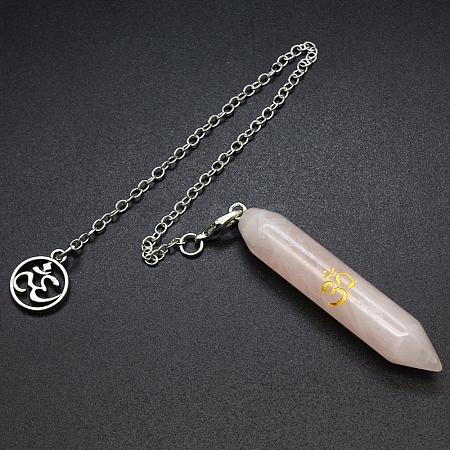 Natural Rose Quartz Dowsing Pendulum Big Pendants PW-WG9E0C0-07-1