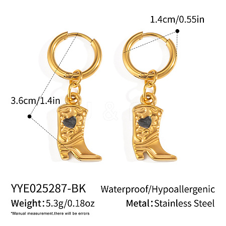 304 Stainless Steel Shoes with Heart Hoop Earrings KC5078-6-1