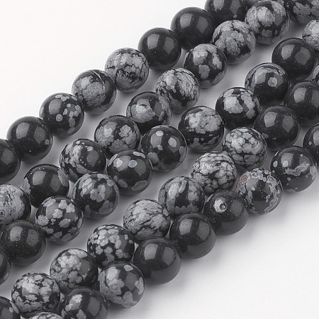 Natural Snowflake Obsidian Bead Strands G-G735-72-8mm-1