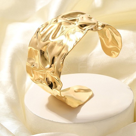 Textured 304 Stainless Steel Cuff Bangles for Women LS-STAS-Z108-09G-02-1