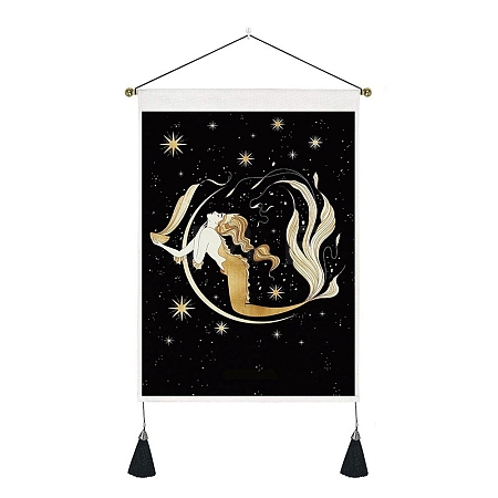 New Moon and Girl Hanging Tapestry Starry Sky Background Wall Living Room Bedroom Hanging Painting Can PW-WGFDEFE-09-1