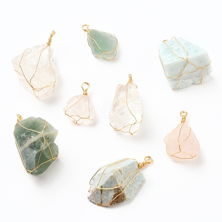 Rough Raw Natural Gemstone Pendants PALLOY-JF00506-1