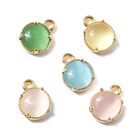 Flat Round Brass Charms KK-D024-03G-1