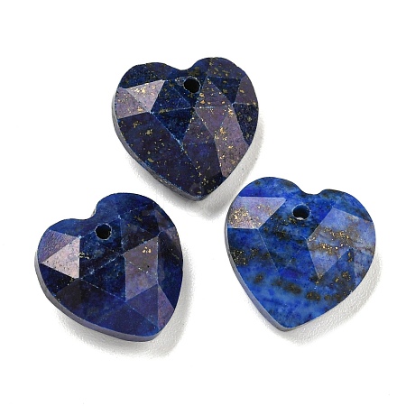 Dyed Natural Lapis Lazuli Faceted Heart Charms G-G123-01K-1