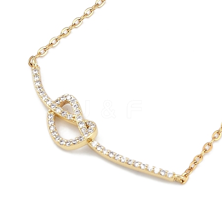 Rack Plating Brass Micro Pave Clear Cubic Zirconia Heart Pendant Cable Chain Necklaces NJEW-P317-08G-1