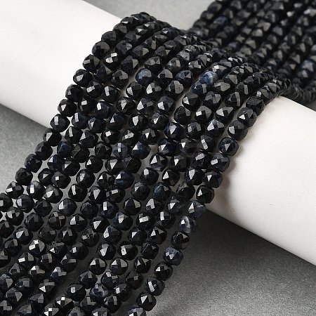 Natural Black Sapphire Beads Strands G-G259-C02-4x4mm-1