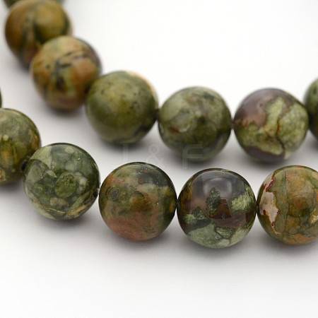 Natural Rhyolite Jasper Round Bead Strands G-M272-09-6mm-1