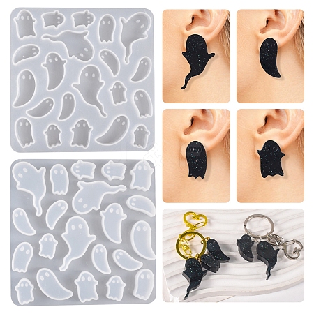 Ghost Pendant Earrings Keychain Halloween Series Pendant Silicone Mold PW-WG6422D-01-1