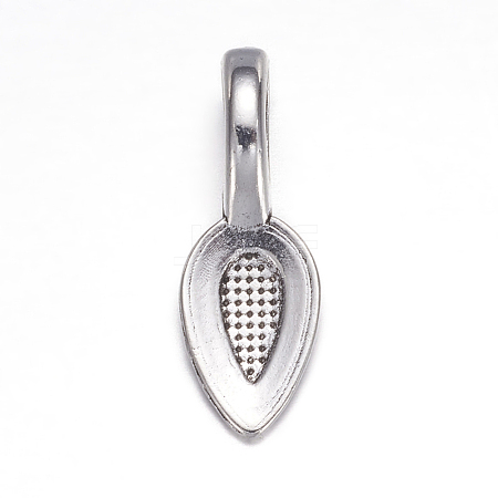 Tibetan Style Alloy Glue-on Flat Pad Bails LS-AB3348Y-NF-1